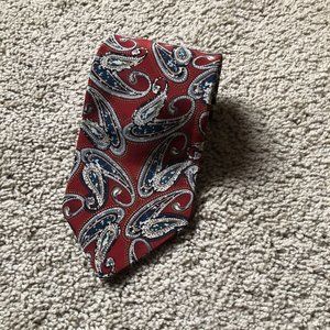 Courchevel By Damon Men's Silk Neck Tie Paisley Red White Blue Patriotic 4” X 56